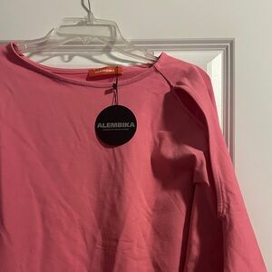 Alembika Pink Boatneck Crop Top - Lightweight Women's Shirt